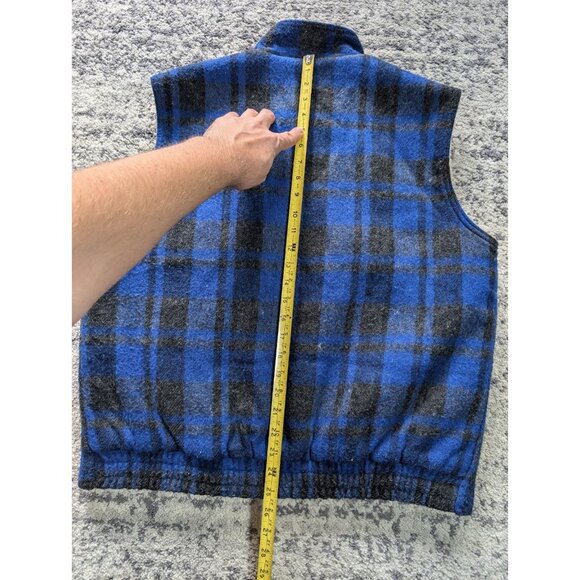 Vintage Northern Summit Wool Blend Vest Blue Plaid Sherpa Lined Hiking Mens L - Picture 6 of 7